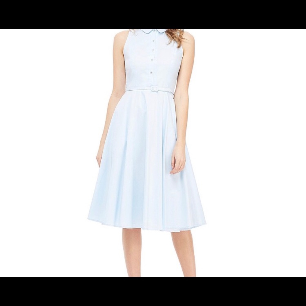 Gal Meets Glam Collared Button Front Belted Dress